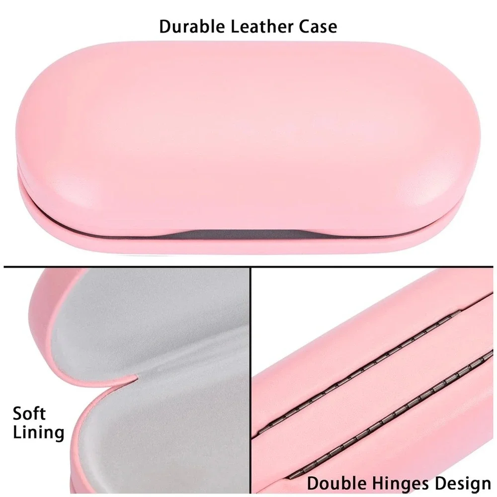 Pink 2-in-1 Dual Eyeglass and Contact Lens Case Travel Kit with Mirror and Tools